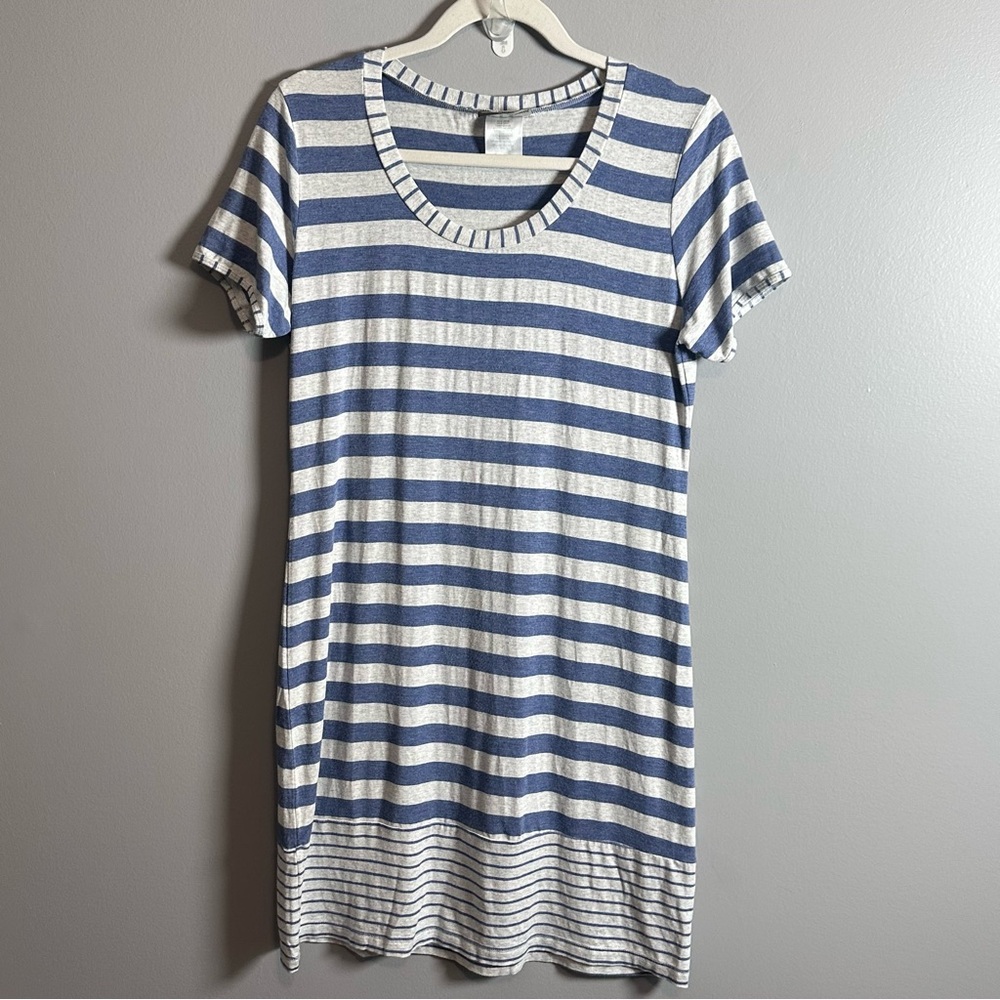 Tommy Bahama Blue White Striped T-Shirt Dress Women’s Medium Casual